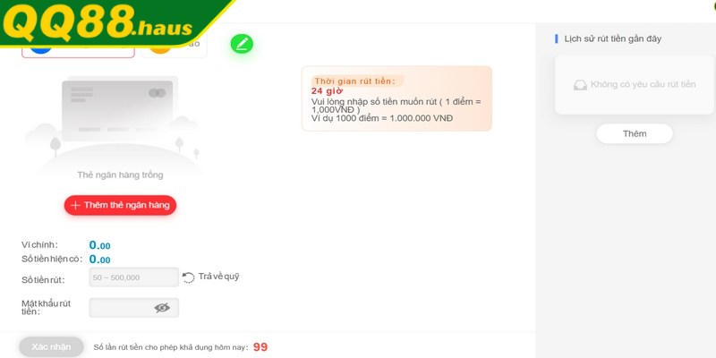 Khi rút tiền QQ88 anh em cần đáp ứng đủ yêu cầu chung